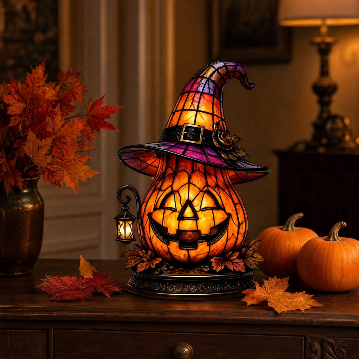 Diceymbol Halloween Decorations and Fall Decor, Halloween Venue Decoration Ghost Props LED Illuminated Ghost Decorations for Tabletop, Mantel, Shelf Indoor Outdoor 9.05 inch