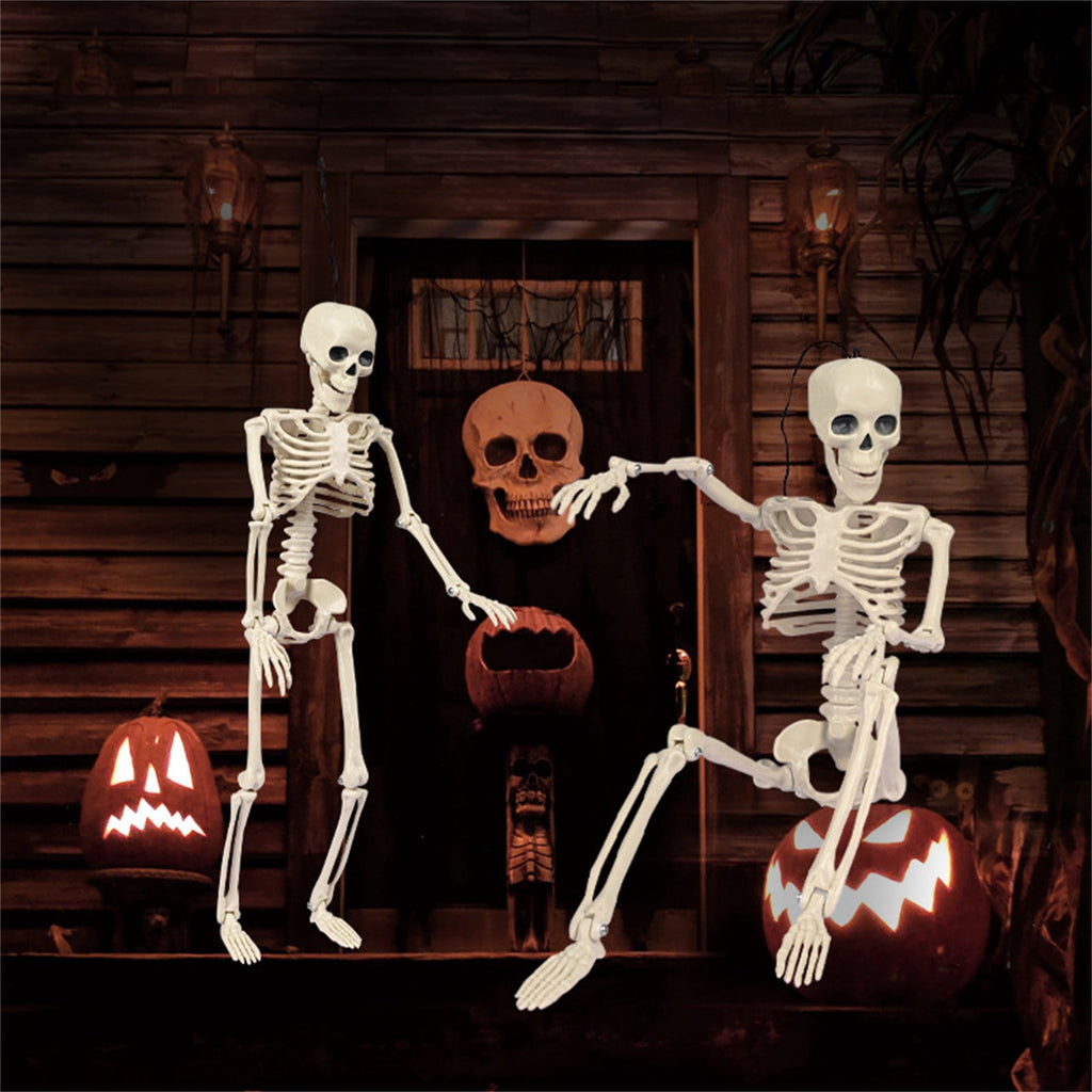 Qocolhg Halloween Posable Skeletons, Full Body Human Skeleton with Movable Joints for Halloween Haunted House Graveyard Party Scary Decor