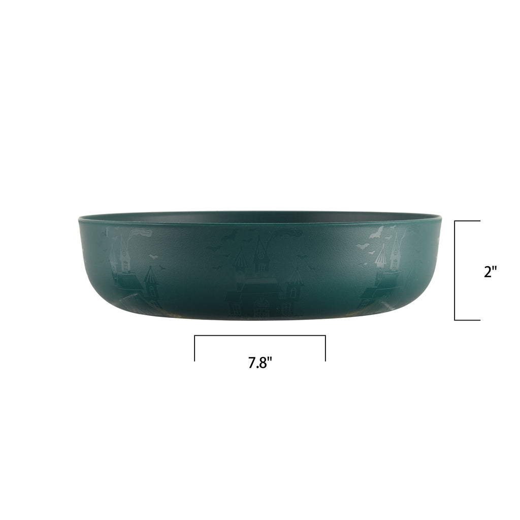 Mainstays 42 oz Round Plastic Dinner Bowl, Etched Bats, Black