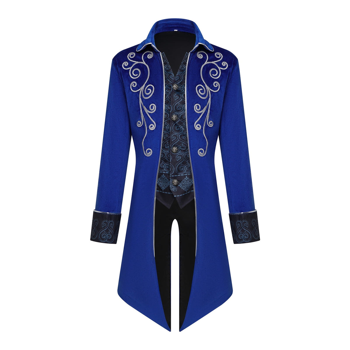 GYQMBT Men Medieval Steampunk Tailcoat Jacket Gothic Victorian Frock Coat Uniform Halloween Party Cosplay Gentleman Costumes, Blue, XL