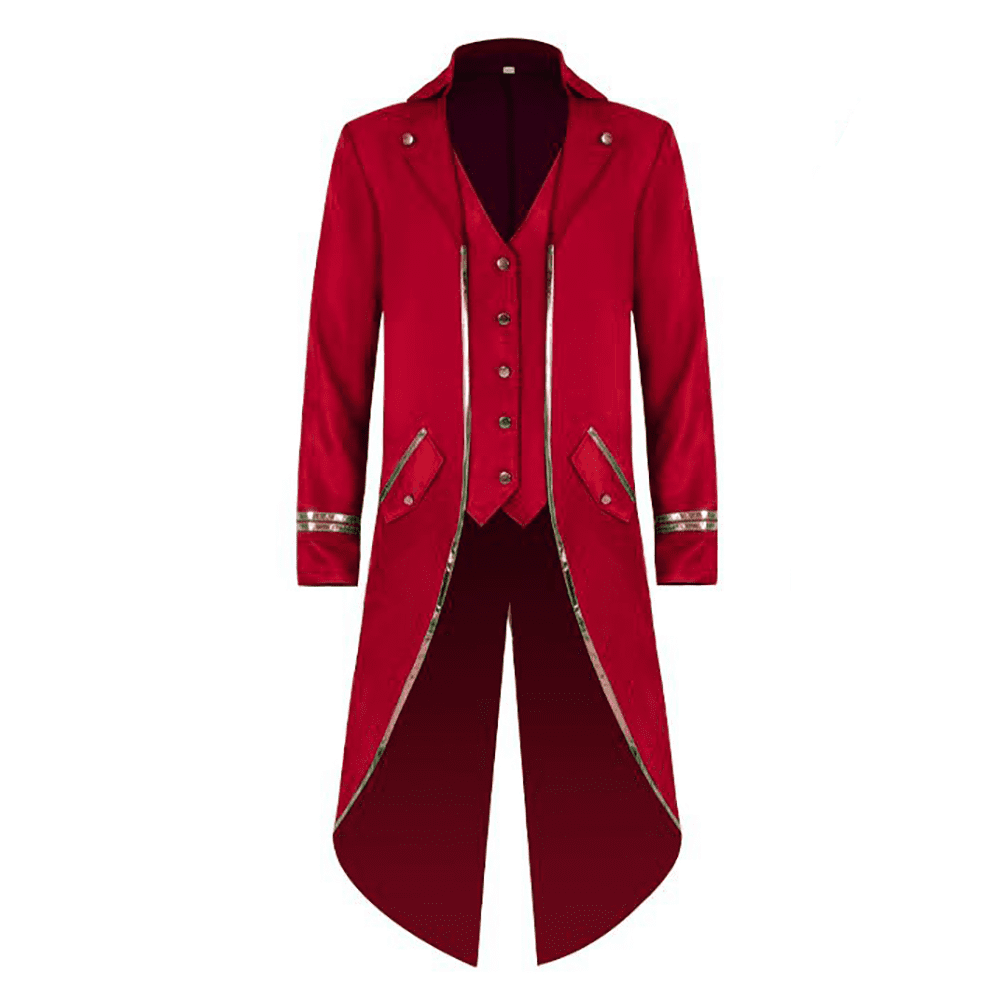 IBTOM CASTLE Men's Steampunk Vintage Tailcoat Jacket Gothic Medieval Victorian Frock Button Down Swallow Coat Uniform L Blue & Gold