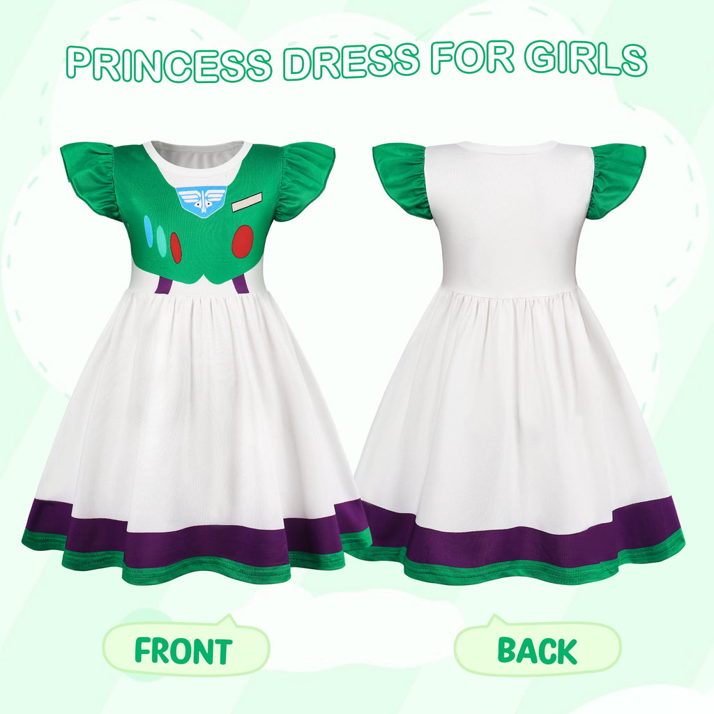 Benylion Cowgirl Costume for Girl Summer Dress Western Dress Up Outfit for Kids Halloween Cosplay Party Dresses Ruffle Sleeve for 5-6 Years
