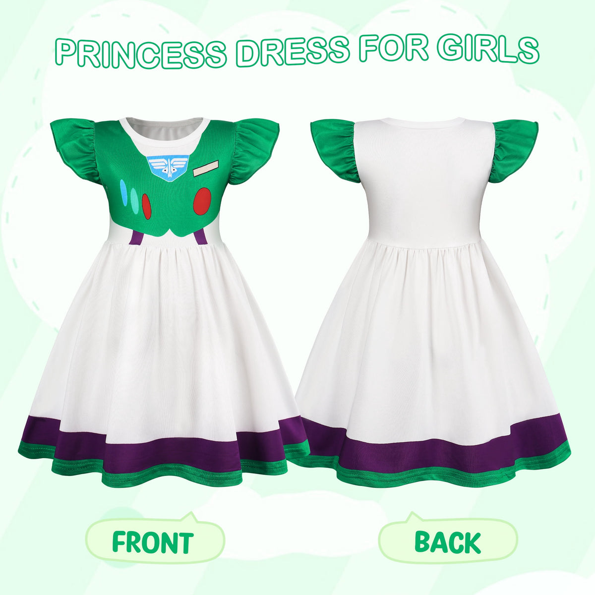 Benylion Cowgirl Costume for Girl Summer Dress Western Dress Up Outfit for Kids Halloween Cosplay Party Dresses Ruffle Sleeve for 5-6 Years
