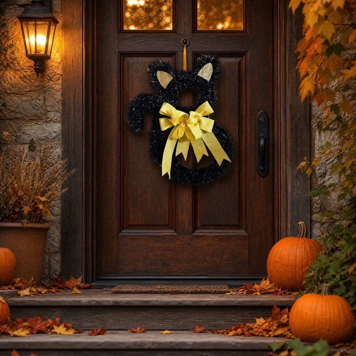HOARBOEG Handmade Wrought Iron Maple Leaf Wreath, Thanksgiving Rudolph Fall Harvest Door Hanging, Orange Metal Autumn Wreath with Berries, Garden Wall Decor, 15.75 in