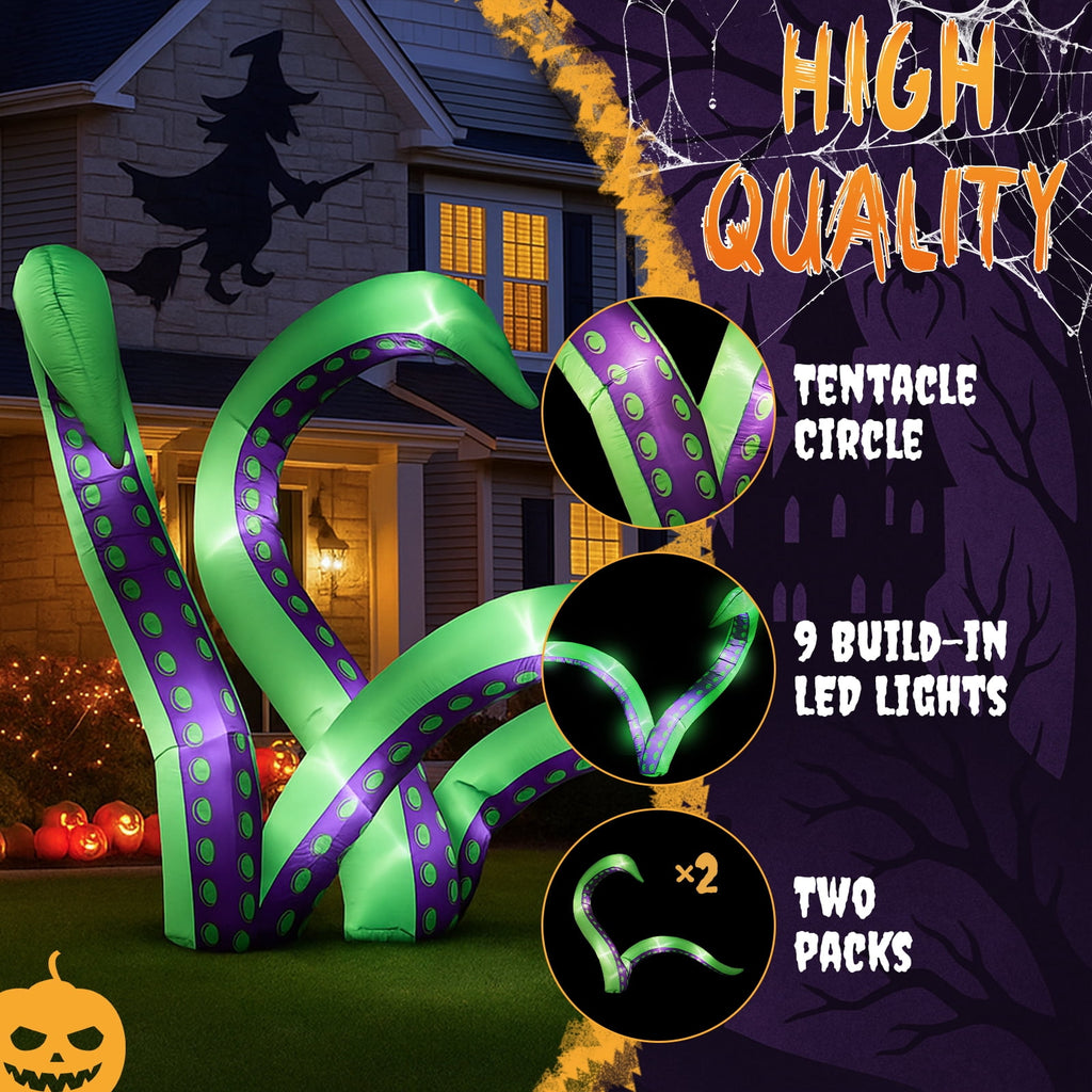 Ktaxon 7' Halloween Inflatables Decoration,Octopus Tentacle 2Pcs Blow up Decoration Octopus Legs w/ Build-in LEDs
