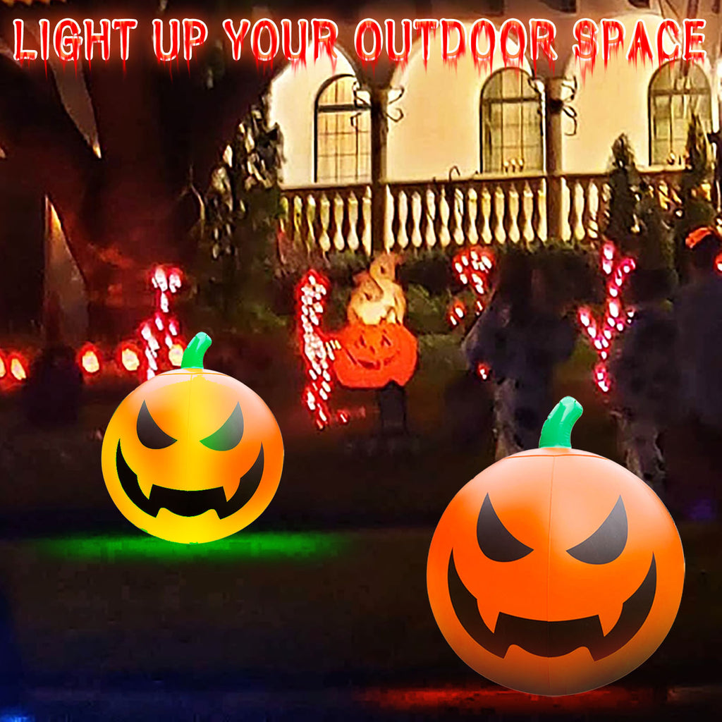 Sruoe Halloween Remote Control Luminous Inflatable Lantern Ball, 23.58In LED Color Changing Inflatable Ball Ornament for Patio Wall Tree Indoor Outdoor Party Decoration Halloween Inflatables