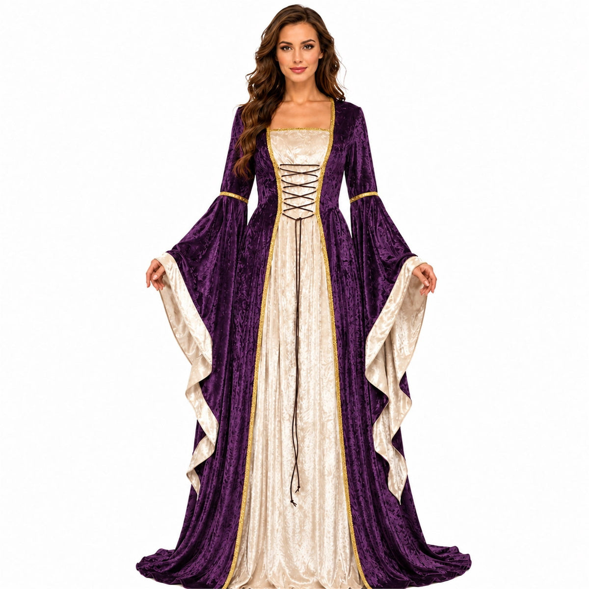 Witch Dress for Women Costume Halloween Vampire Dress 2026 Gothic Witch Costume Women Renaissance Medieval Velvet Outfit Cosplay Party White S