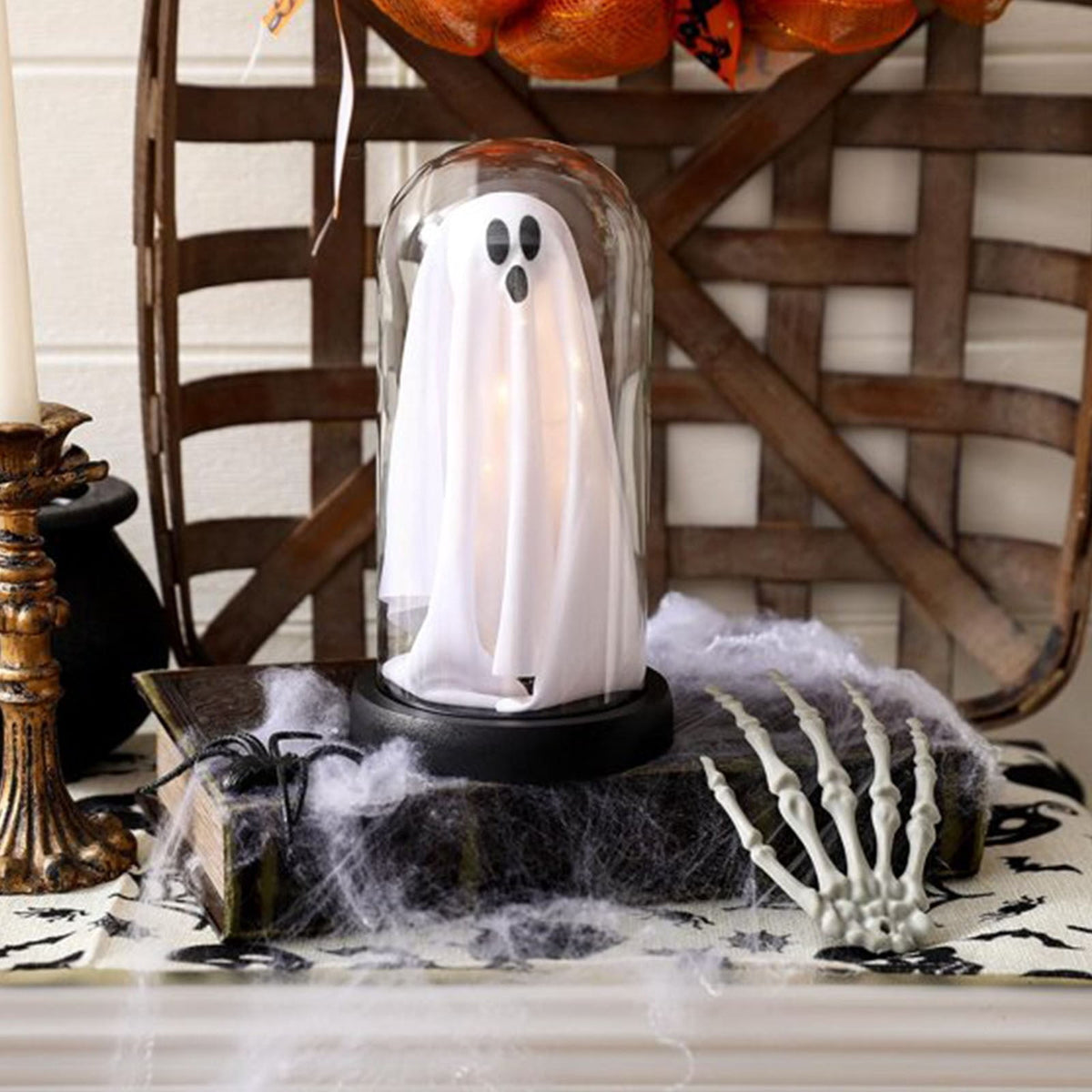 Diceymbol Halloween Decorations and Fall Decor, Halloween Venue Decoration Ghost Props LED Illuminated Ghost Decorations for Tabletop, Mantel, Shelf Indoor Outdoor 9.05 inch