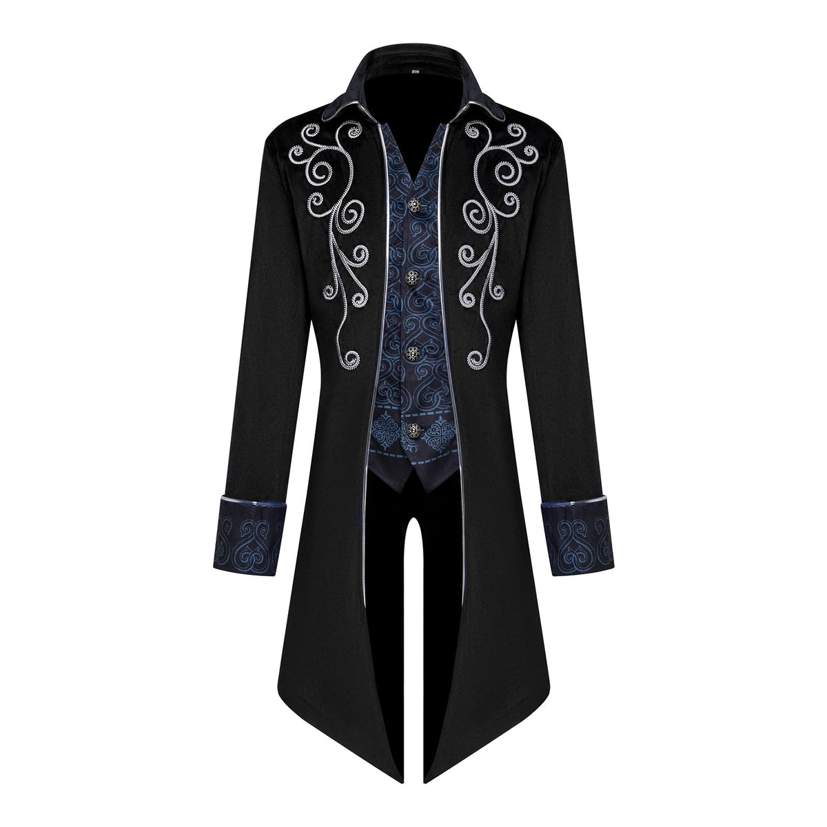 GYQMBT Men Medieval Steampunk Tailcoat Jacket Gothic Victorian Frock Coat Uniform Halloween Party Cosplay Gentleman Costumes, Blue, XL