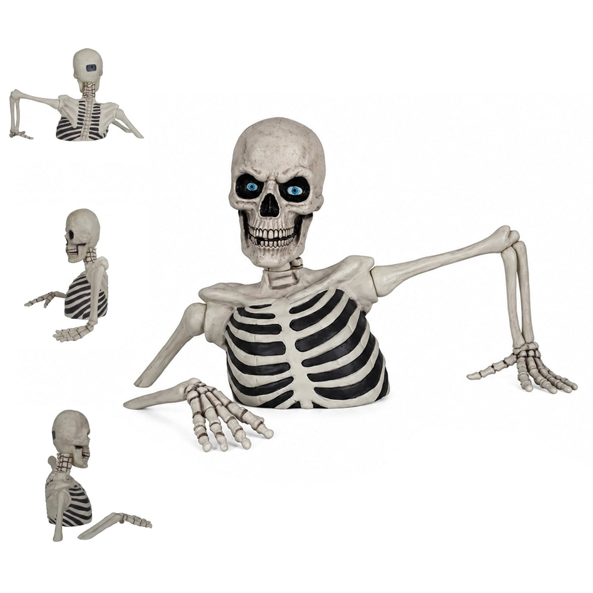 Giant Ground Breaking Half Skeleton Halloween Prop,11.8 Inch Animated Ghost Skeleton Decor with Sound Activated LCD Glowing Eyes,Outdoor Graveyard Haunted Yard Spooky Party Decoration