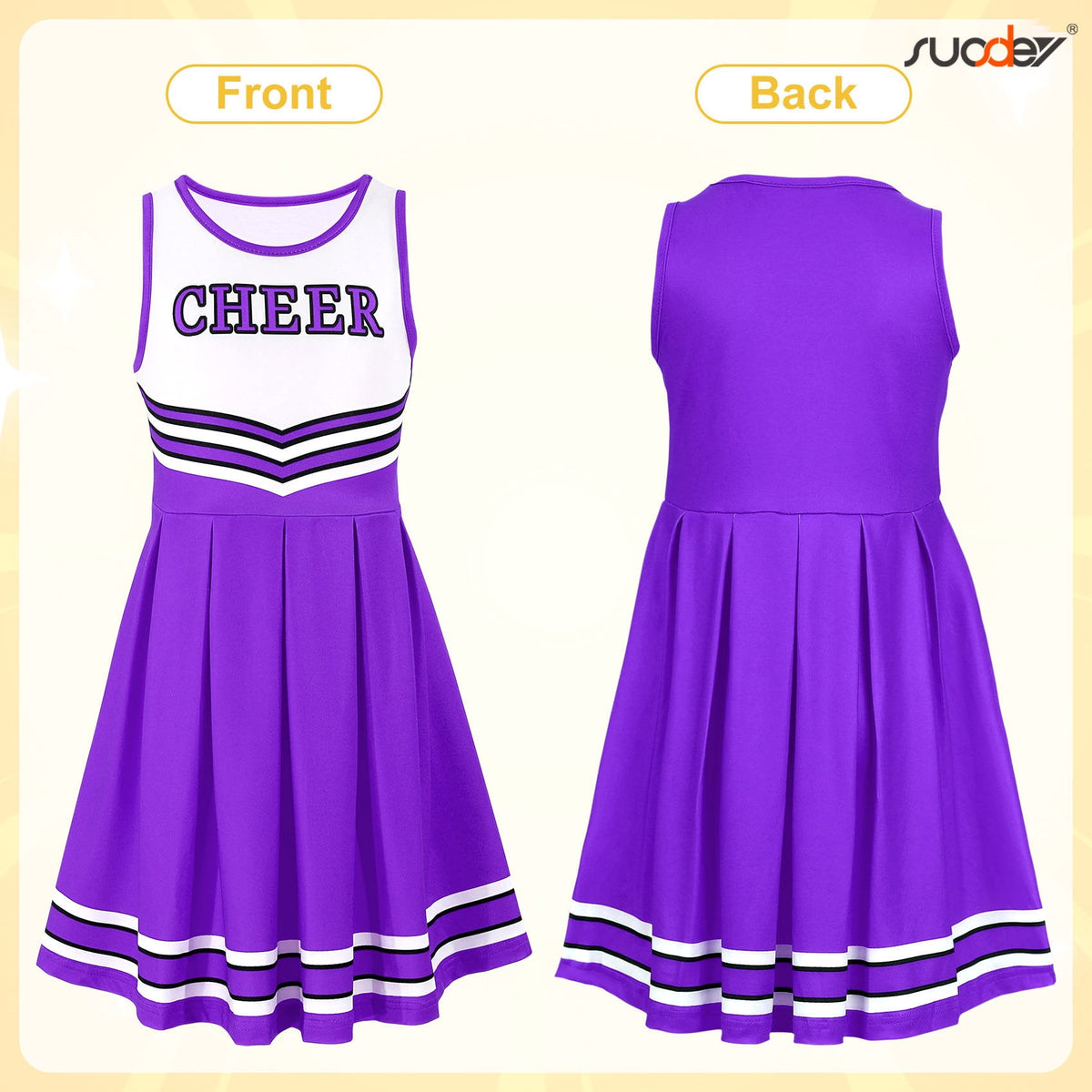 SUOSDEY Girls Cheerleader Costume Outfit Set,Kids Sleeveless Cheerleading Uniform for Party Birthday Halloween
