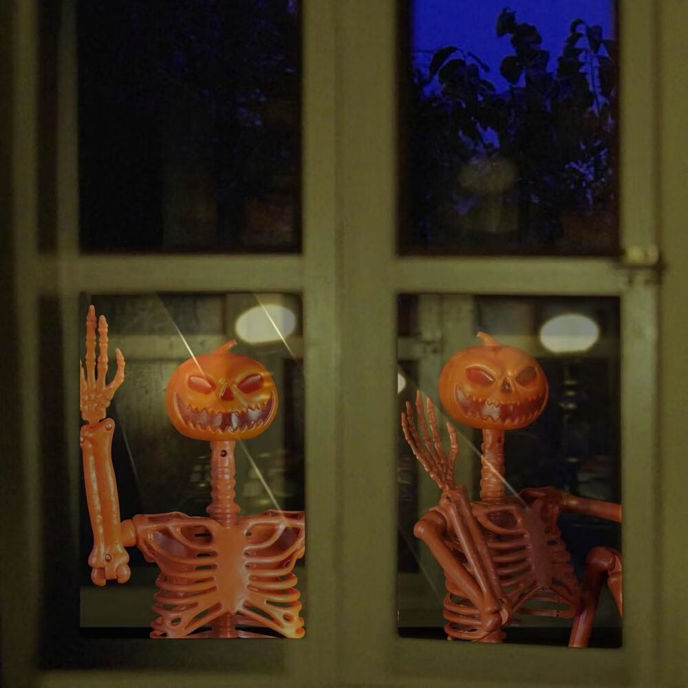 2Pcs 15" Halloween Pumpkin Skeleton for Yard Garden Props Halloween Party Decor