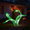 2-Pack 6.9FT Halloween Inflatable Octopus Tentacles, 12 White LED Lights, Quick Inflation with Ropes/Suction Cups for Windows/Rooftops/Yard
