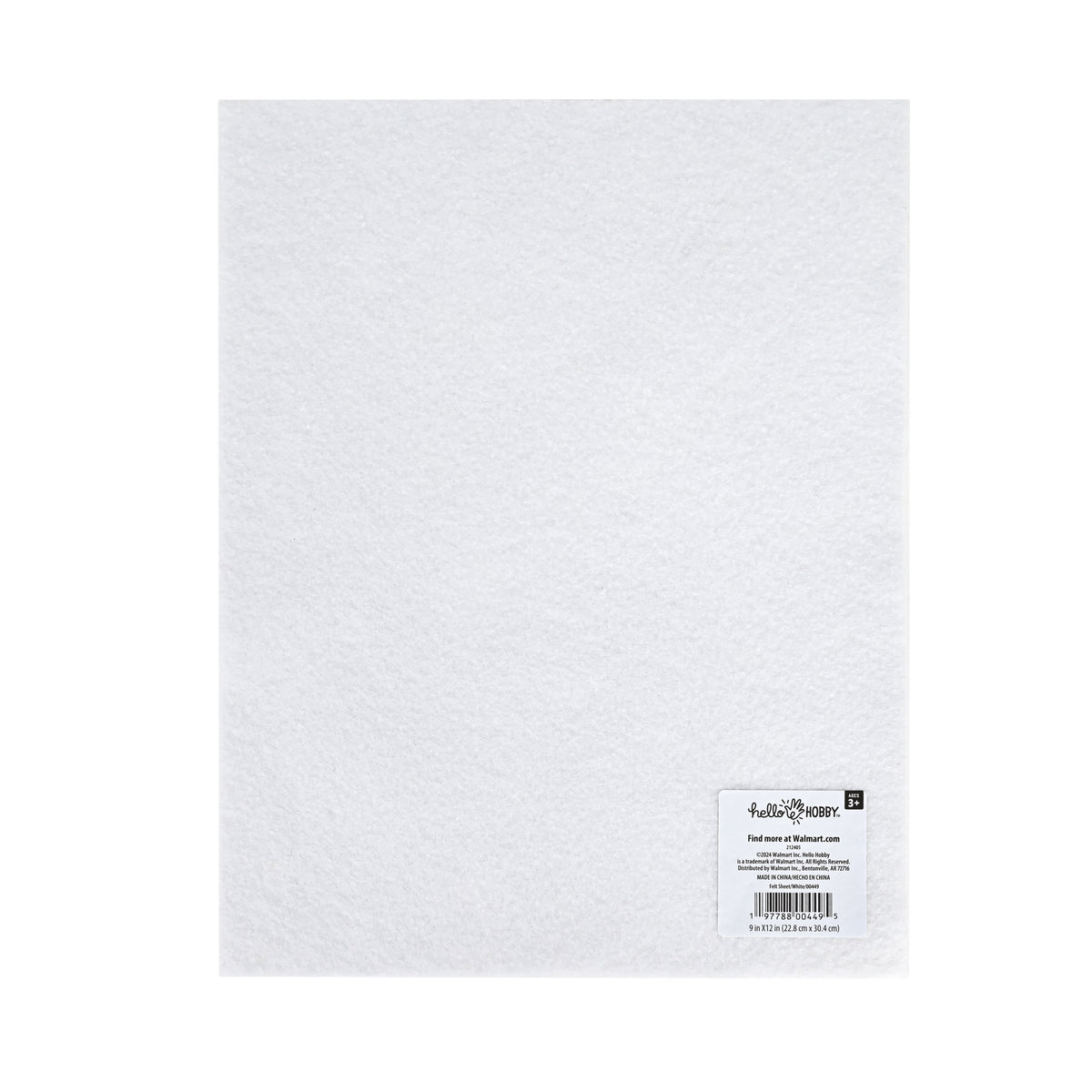 Hello Hobby Soft White Felt Craft Sheet, 9" x 12", Ideal for Sewing and Diy Projects