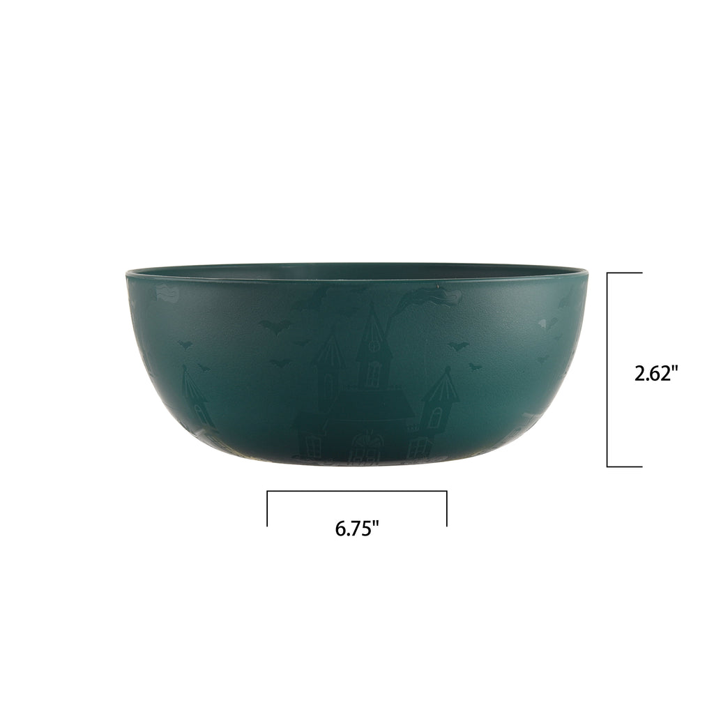 Mainstays 38 Ounce Round Plastic Etched Bats Bowl, Black