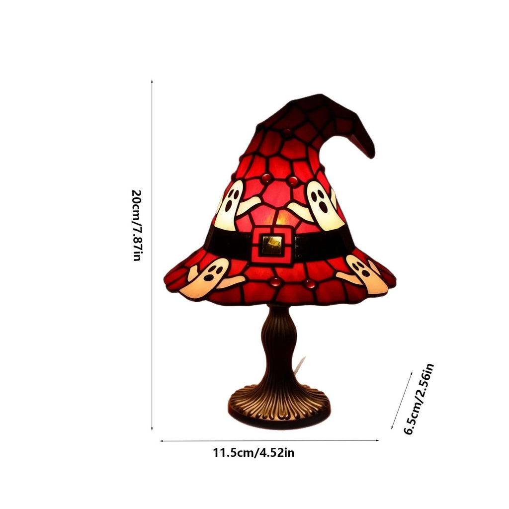 Clearance Halloween Table Lamp Decorations, Witch Hat Lamp Gifts - Handcrafted Retro Resin Witch Lamp, USB Powered Gothic Wizard Hats Night Light, Home Decor Accent Lamps for Bedroom