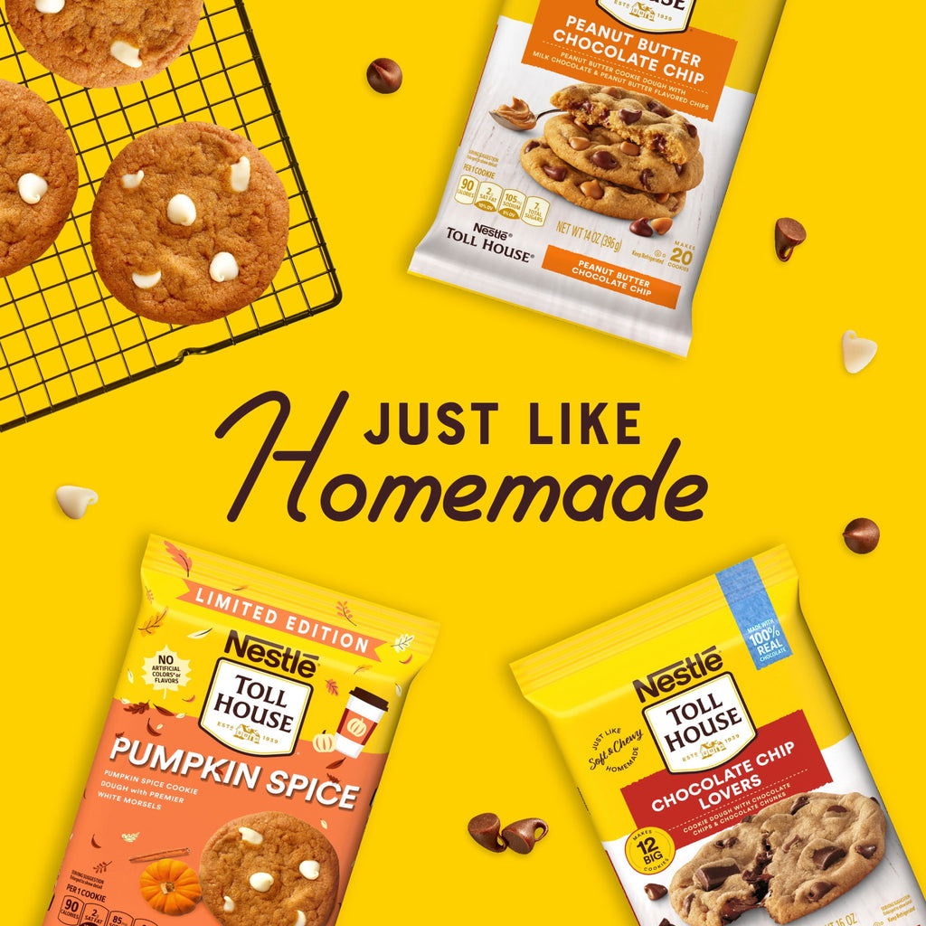 Nestlé Toll House Pumpkin Spice Ready to Bake Refrigerated Cookie Dough, 14 oz, No Artificial Colors