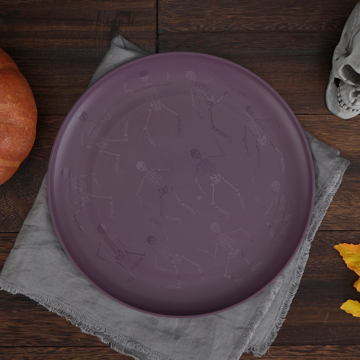 Mainstays 30-Piece Plastic Etched Pumpkin Dinnerware Set, Orange
