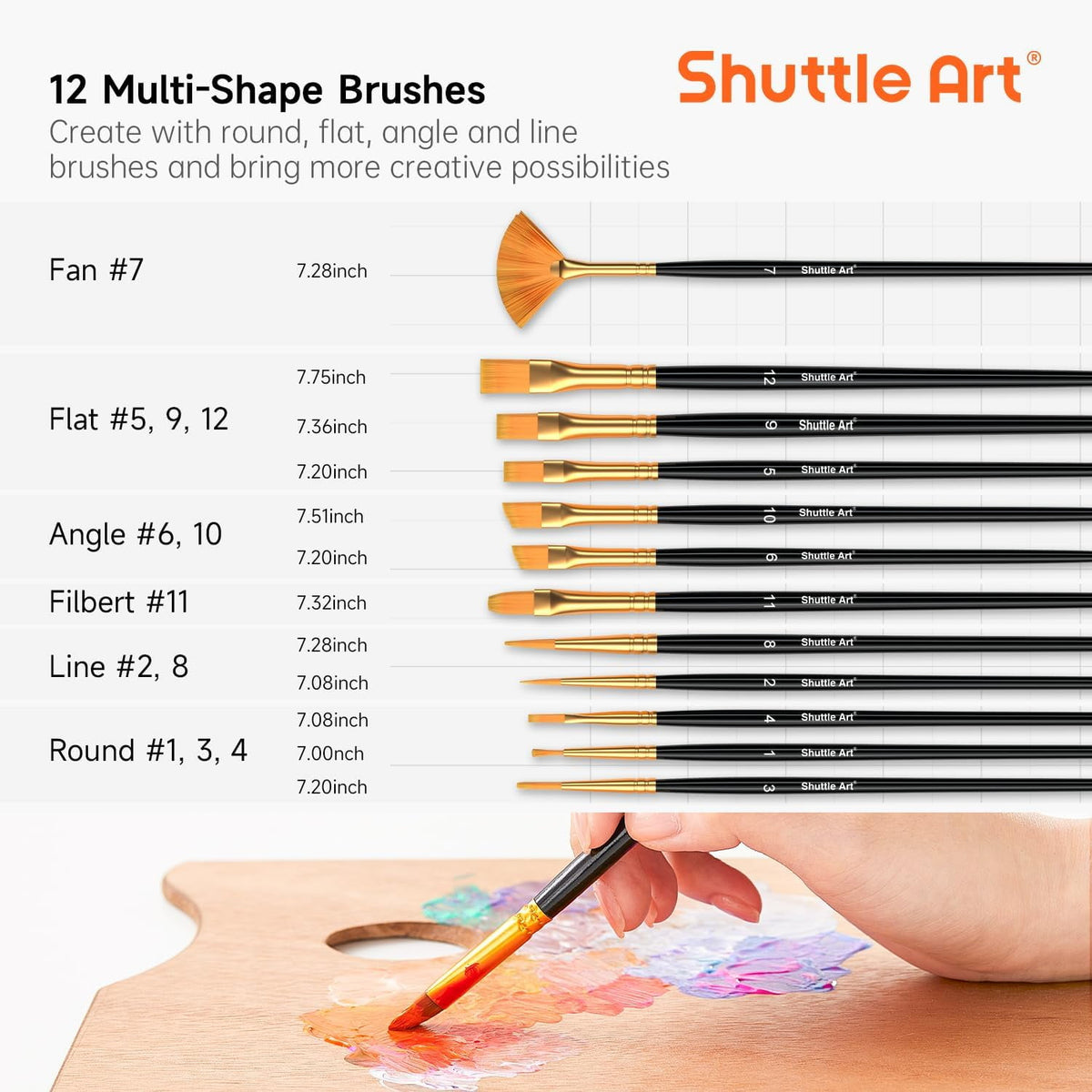 Acrylic Paint, Shuttle Art 50 Colors Acrylic Paint Set, 2oz/60ml Bottles, Rich Pigmented, Water Proof, Acrylic Paints for Artists, Beginners on Canvas Rocks Wood Ceramic Fabric