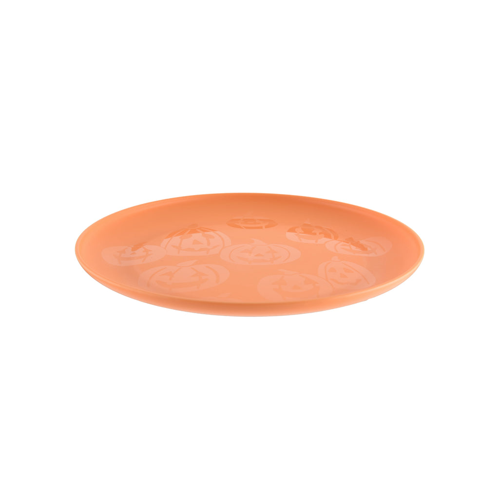 Mainstays 10.5 in Round Plastic Halloween Bats Dinner Plate, Black