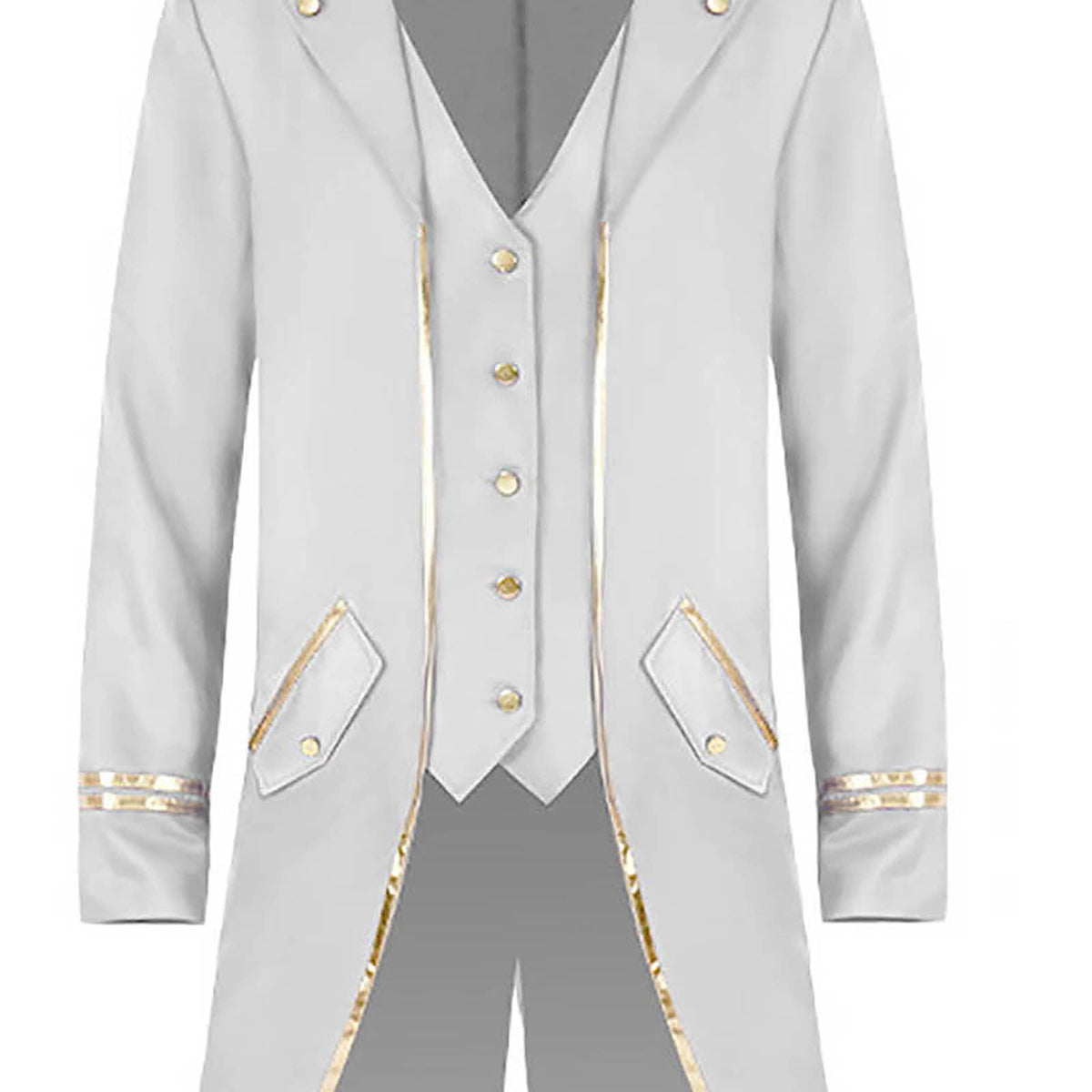 KeShDi Tuxedo Medieval Vintage Steampunk Gold Trimmed Gothic Retro Punk Style Steampunk Tailcoat Renaissance Pirate Warlock Frock Coat Halloween Men Costume Mid Length Tuxedo Costume Red L