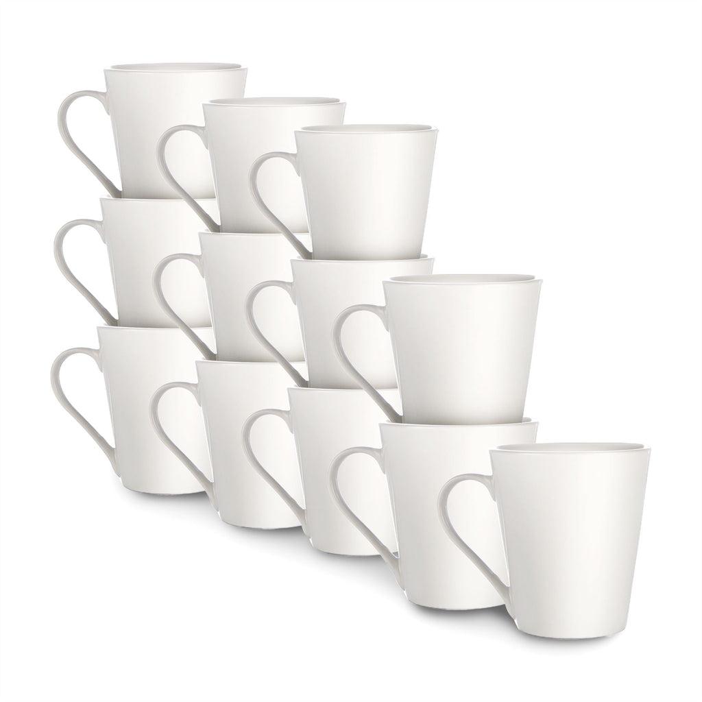 Porcelain White Coffee Mugs - Set of 12 | M&W