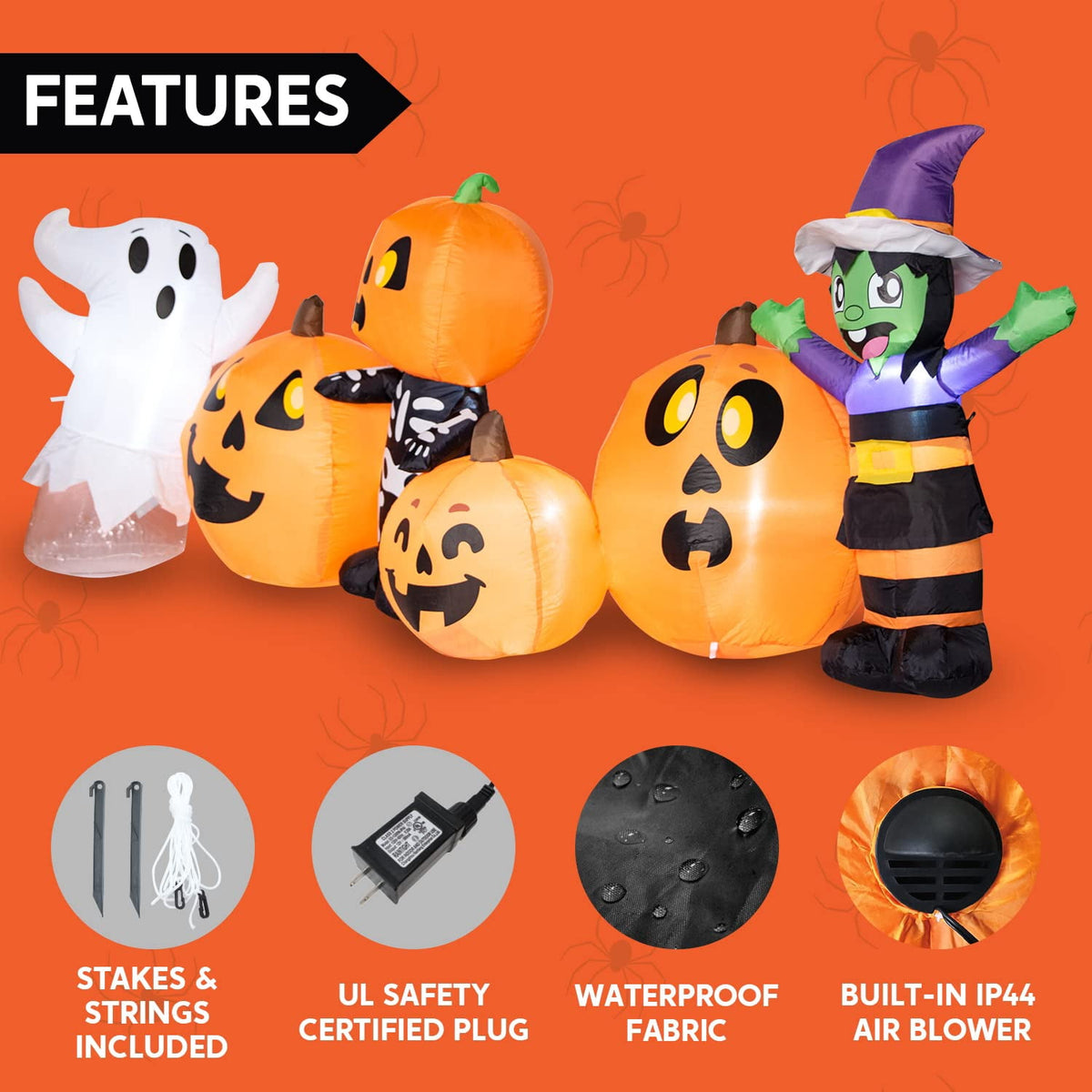 Joyfy 8 FT Large Halloween Inflatables Outdoor Decorations,Pumpkin Patch Blow Up Yard Decor with Built-in LEDs for Lawn Garden Patio Halloween Party