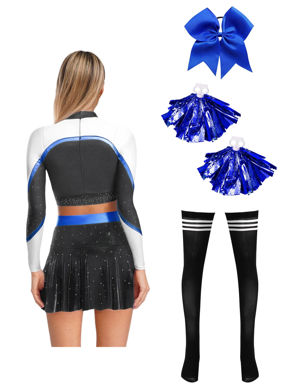 iiniim Womens Cheer Leader Costumes Set Schoolgirl Cheerleading Cosplay Halloween Party Uniform Purple XL