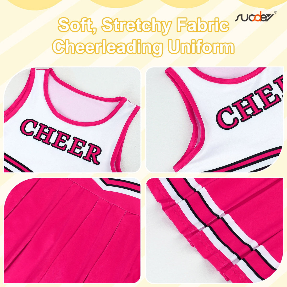SUOSDEY Girls Cheerleader Costume Outfit Set,Kids Sleeveless Cheerleading Uniform for Party Birthday Halloween