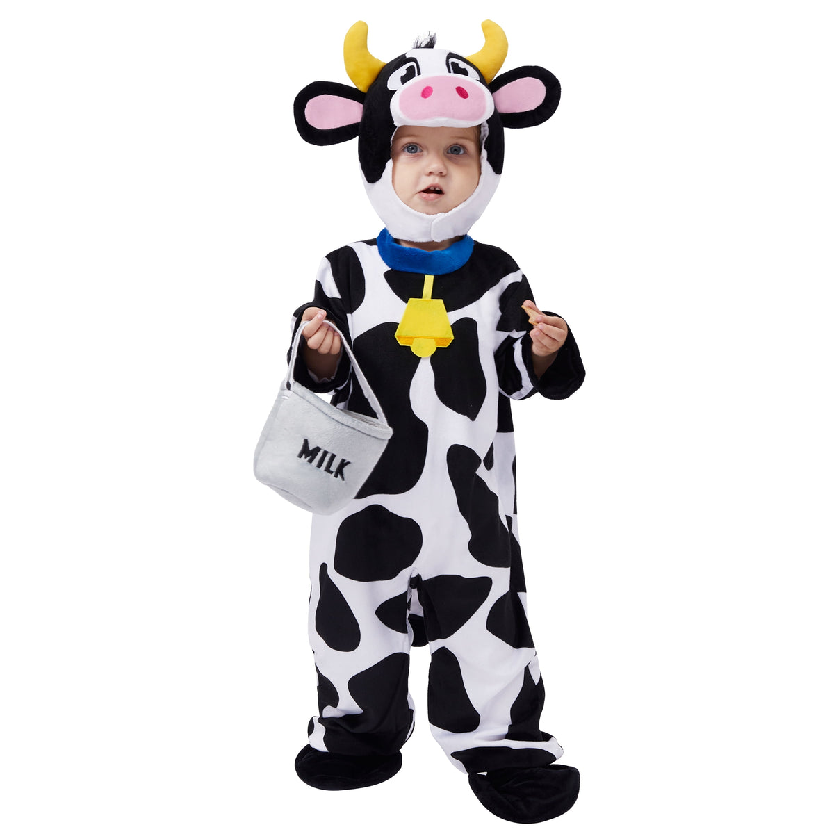 Joyfy Baby Cow Costume with Milking Bucket for Toddler, Kids Halloween Farm Party Dress up Role Playing Cosplay 0-5 Years