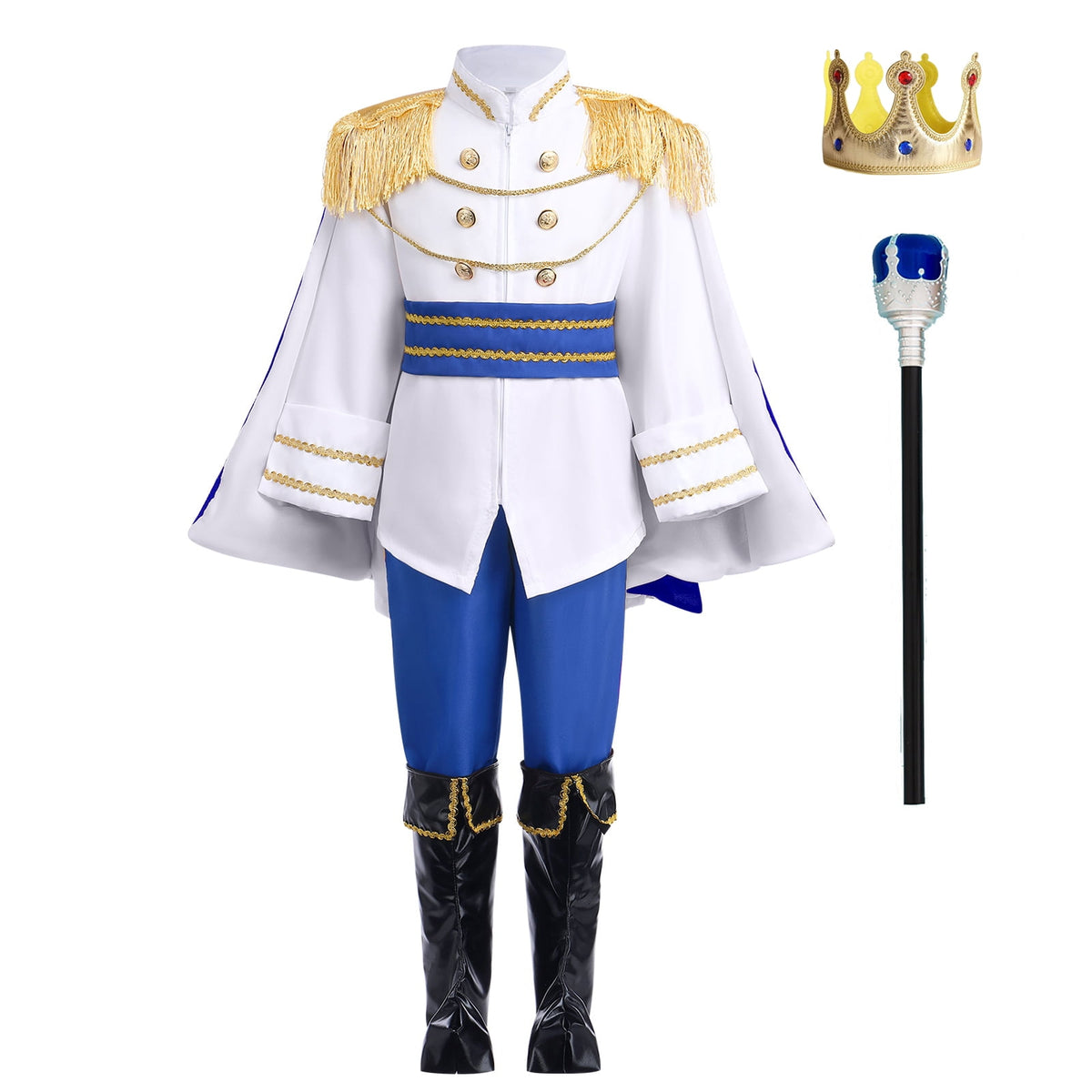 IBTOM CASTLE Boys Prince Charming Costume Halloween Cosplay Dress up Birthday Party Medieval Royal Prince Outfits for Toddler Child 3-4 Years Red 4pcs