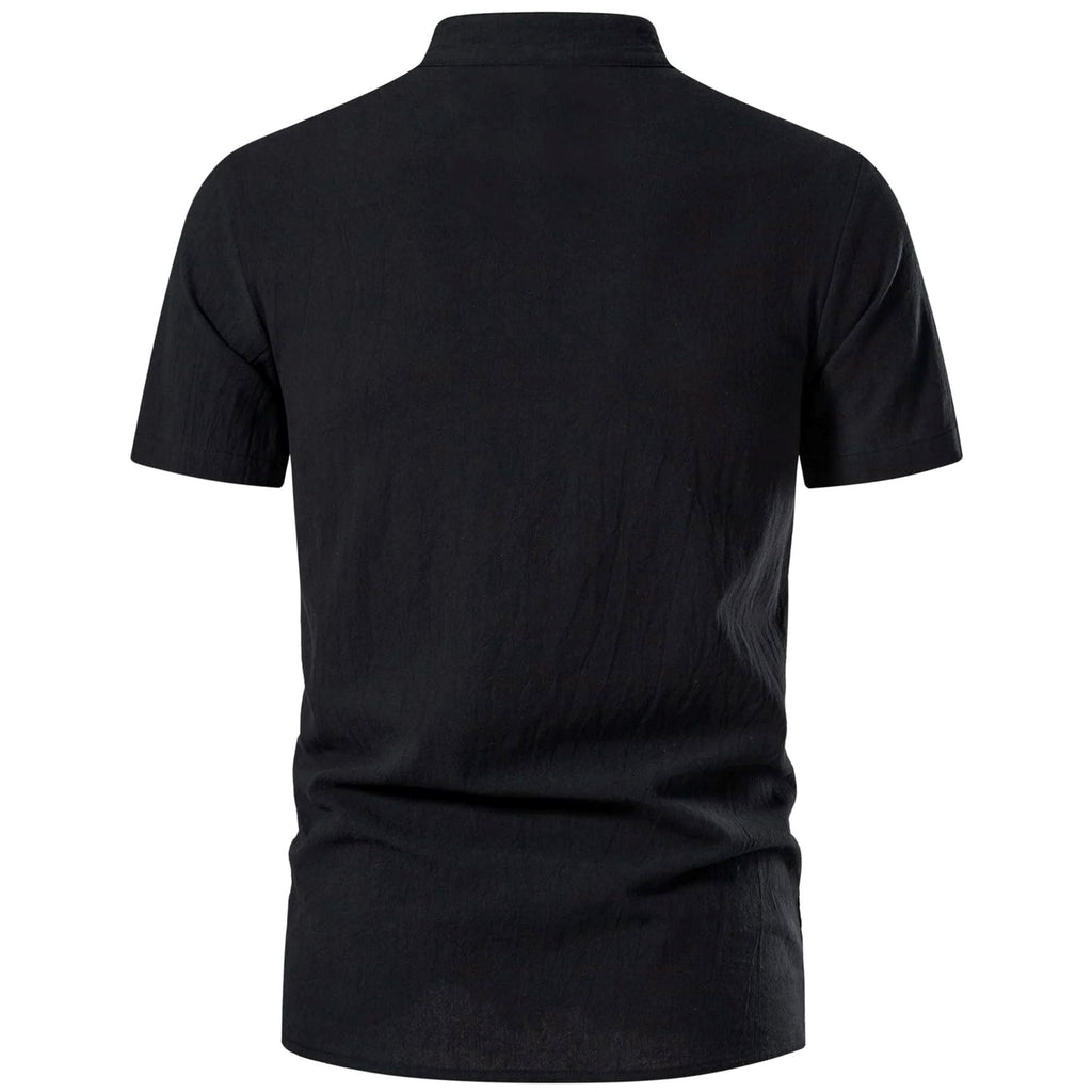HAOMEILI Men's Short Sleeve Shirts Retro Style Lace up for Medieval,Viking,Hippie Halloween Cosplay Pirate Renaissance Costume