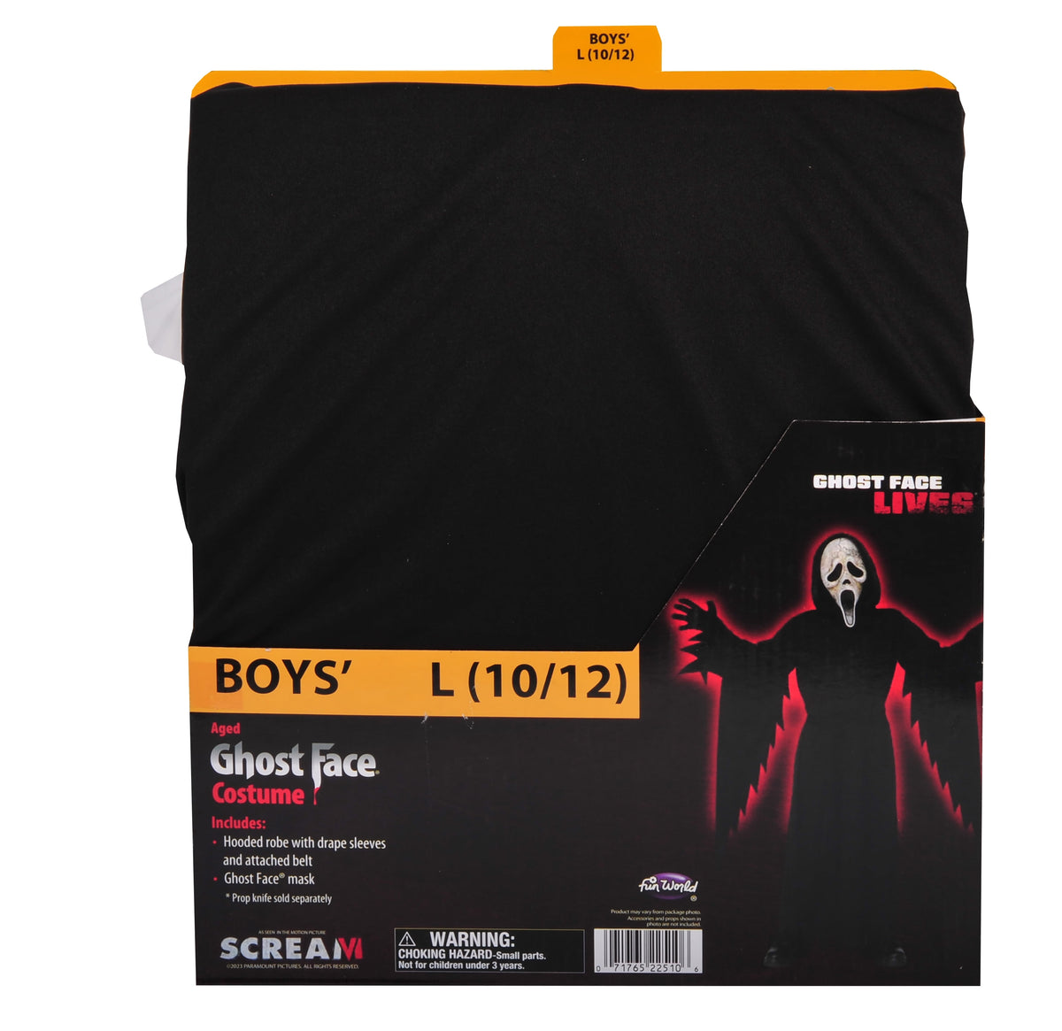 Aged Ghostface 2pc, Halloween Costume for Children, Boys Size L (10/12), by Fun World