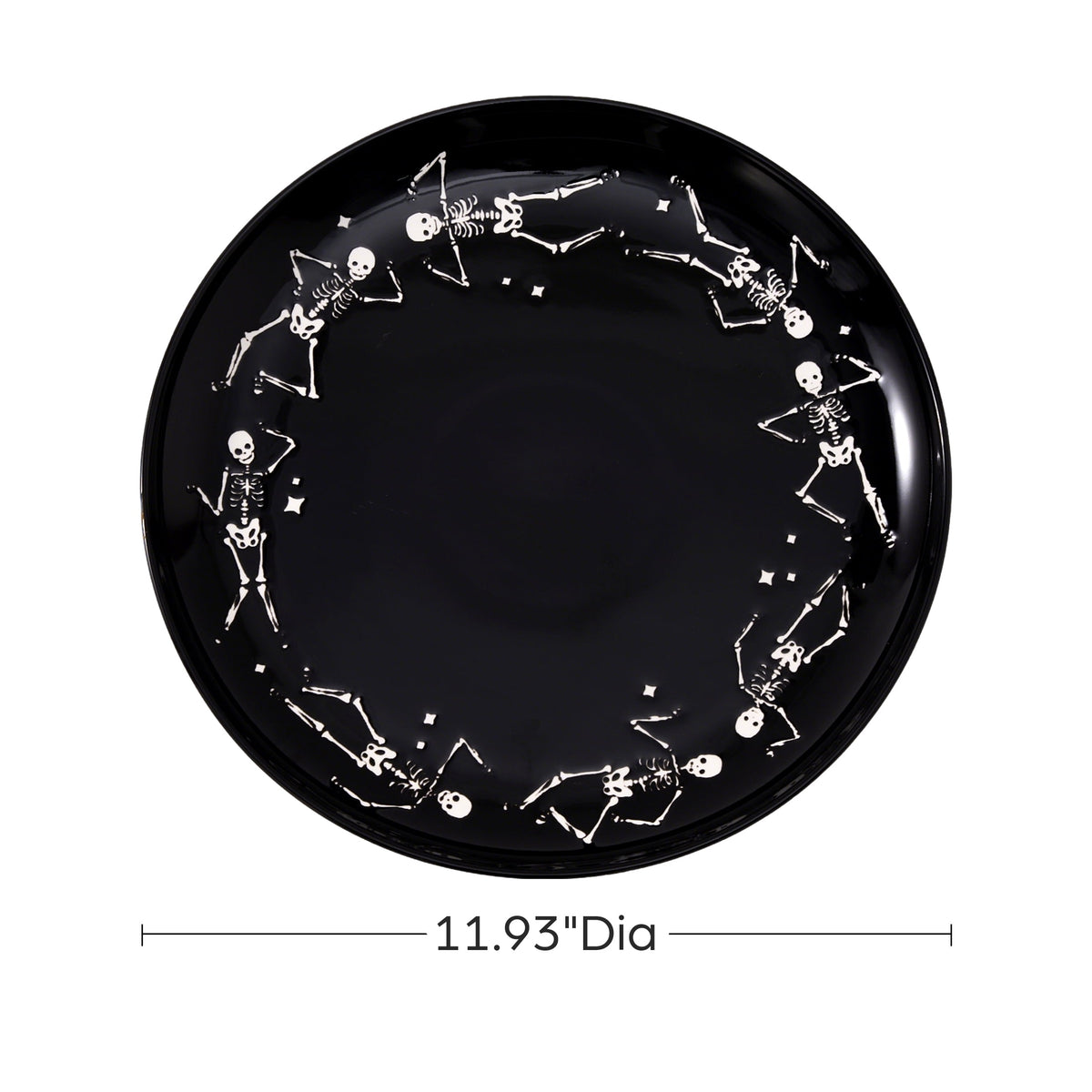 Way To Celebrate Halloween Dancing Skeleton Round Serving Tray, Black, 11.93 in