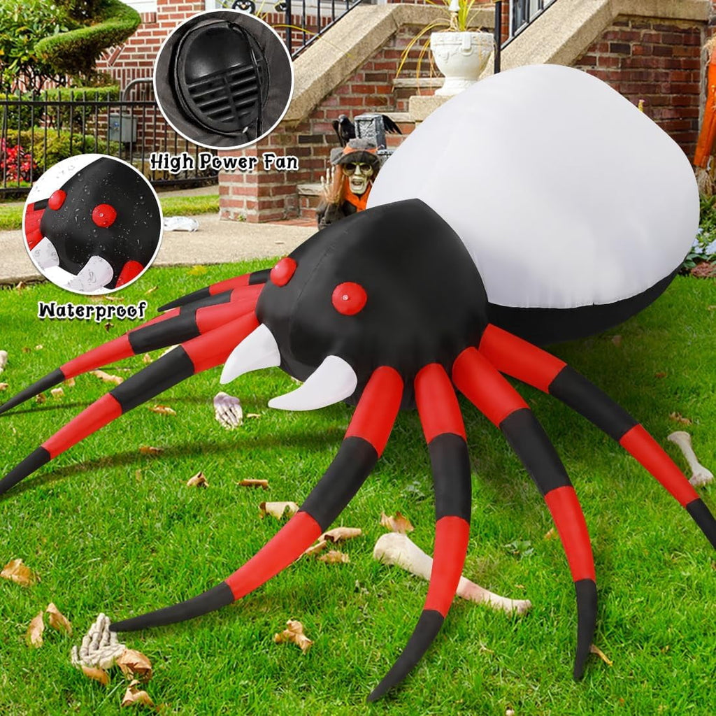 GOOSH Halloween Inflatable 5 FT Halloween Spider Inflatable, Halloween Blow Up Spider Halloween Spider Decoration with LED Lights Built-in, Outdoor Halloween Decorations Clearance for Halloween