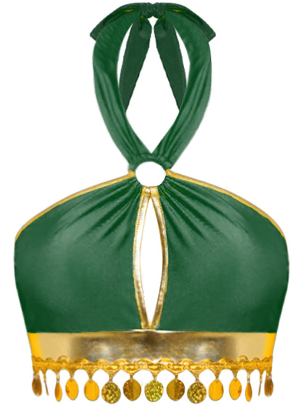 iiniim Women Belly Dance Dress Arabian Greek Princess Halloween Costume Chiffon Skirts 4piece Outfit Green L