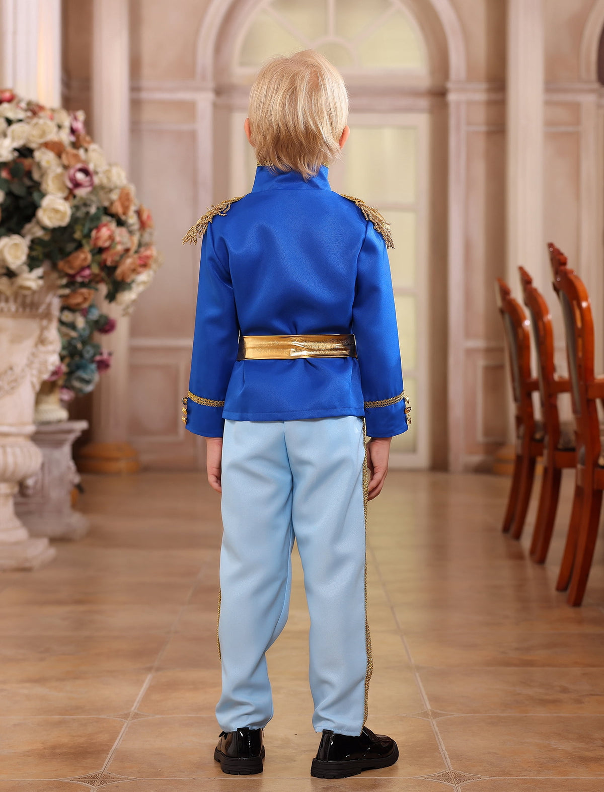 IBTOM CASTLE Boys Prince Charming Costume Halloween Cosplay Dress up Birthday Party Medieval Royal Prince Outfits for Toddler Child 3-4 Years Red 4pcs