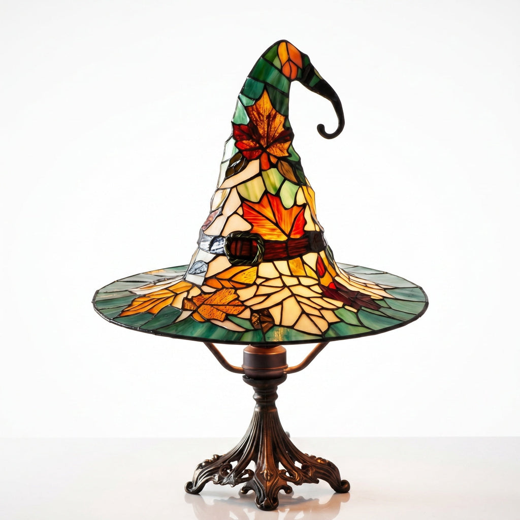 Clearance Halloween Table Lamp Decorations, Witch Hat Lamp Gifts - Handcrafted Retro Resin Witch Lamp, USB Powered Gothic Wizard Hats Night Light, Home Decor Accent Lamps for Bedroom