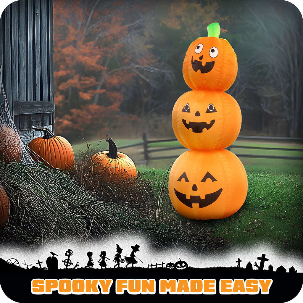 G128 4ft Halloween Pumpkin Inflatable with LED Lights Outdoor Yard Decoration Fast Inflate