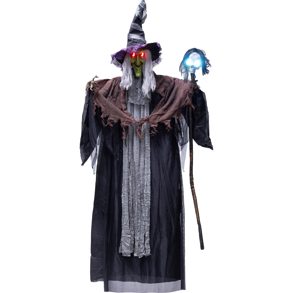 Joyfy 6ft Halloween Witch Decoration,Outdoor Scary Halloween Animatronic Hanging Witch with Light Up Eyes and Sound Decoration for Halloween Outdoor