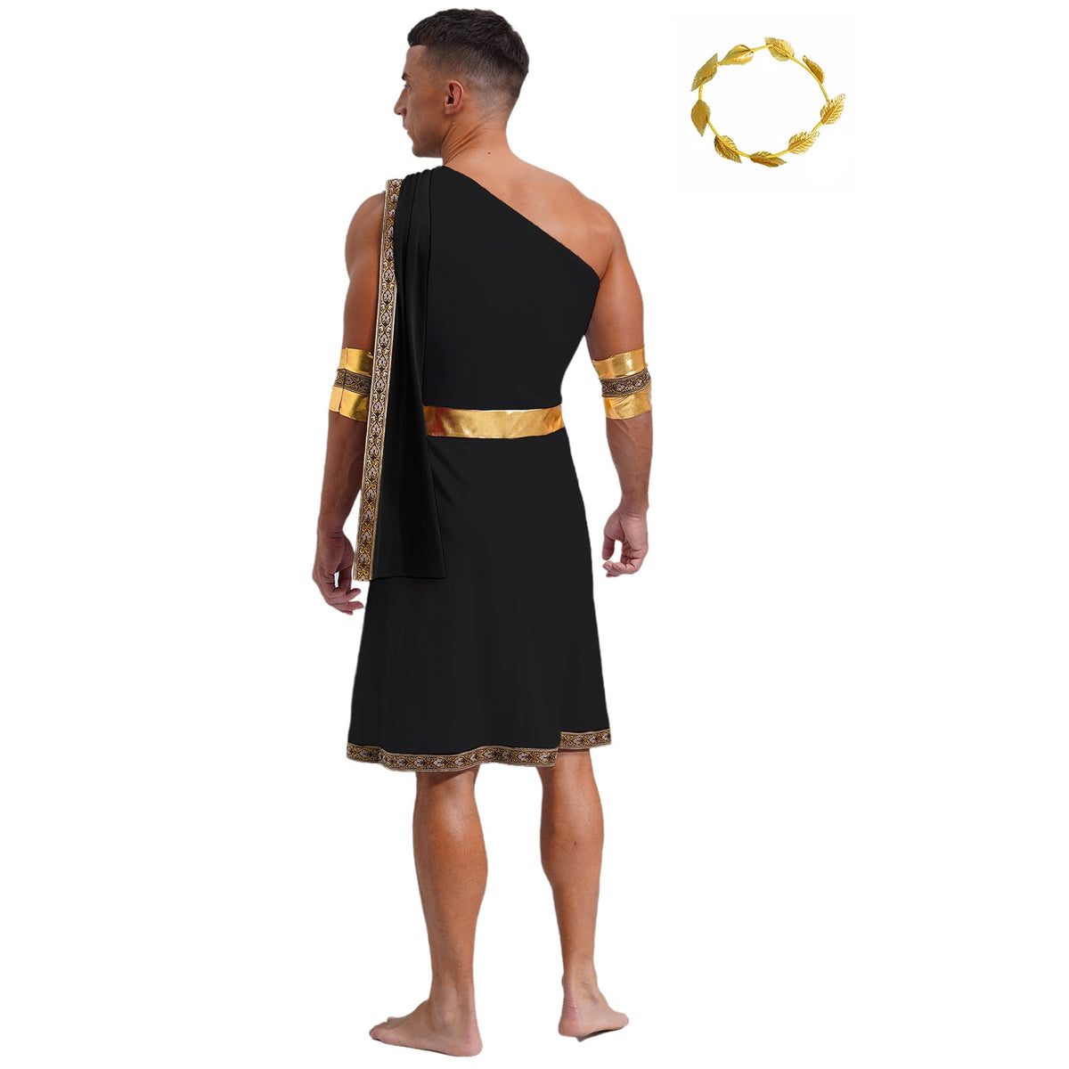 YiZYiF Mens Halloween Ancient Greek Cosplay Costume Roman Toga Caesar Party Fancy Dress Up Set Black S