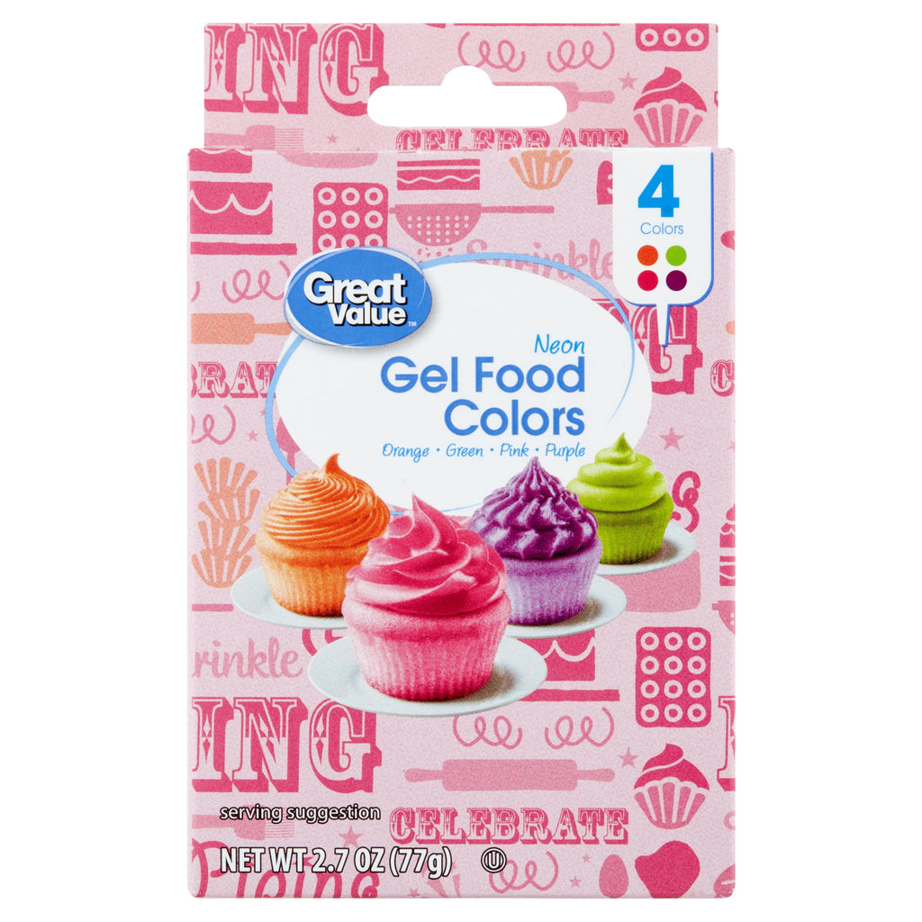 Great Value Gel Food Colors, Neon Multicolor, 2.7 oz