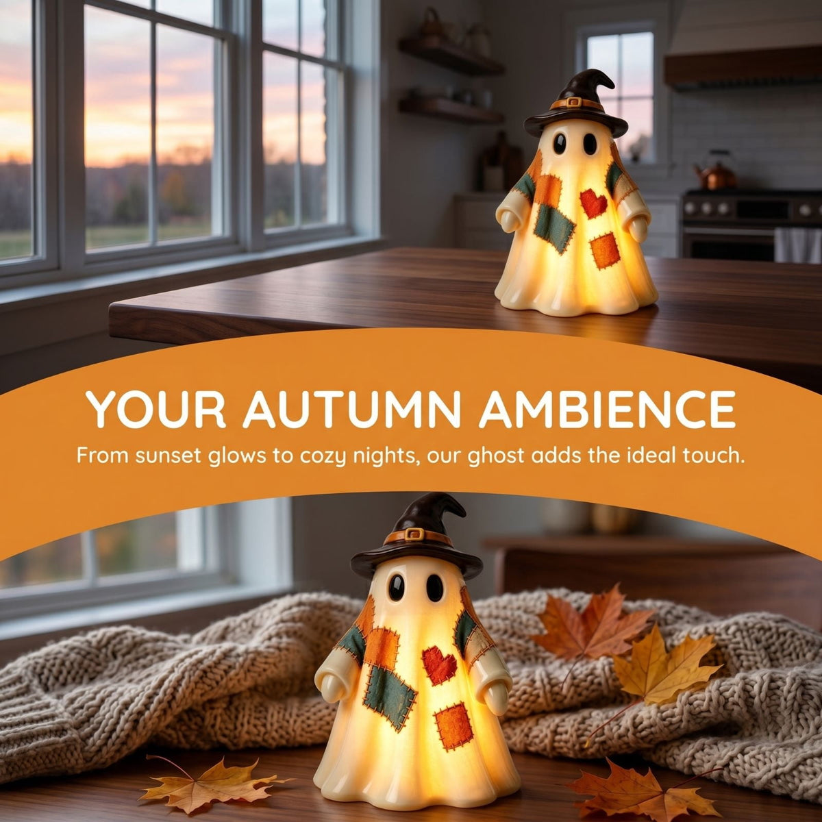 YZEGDCH Halloween 3D Ghost Campfire Flickering Night Light 2 Funny Roasting Marshmallows at Campfire LED Electric Faux Flameless Campfire Nightlight Funny Halloween Decor