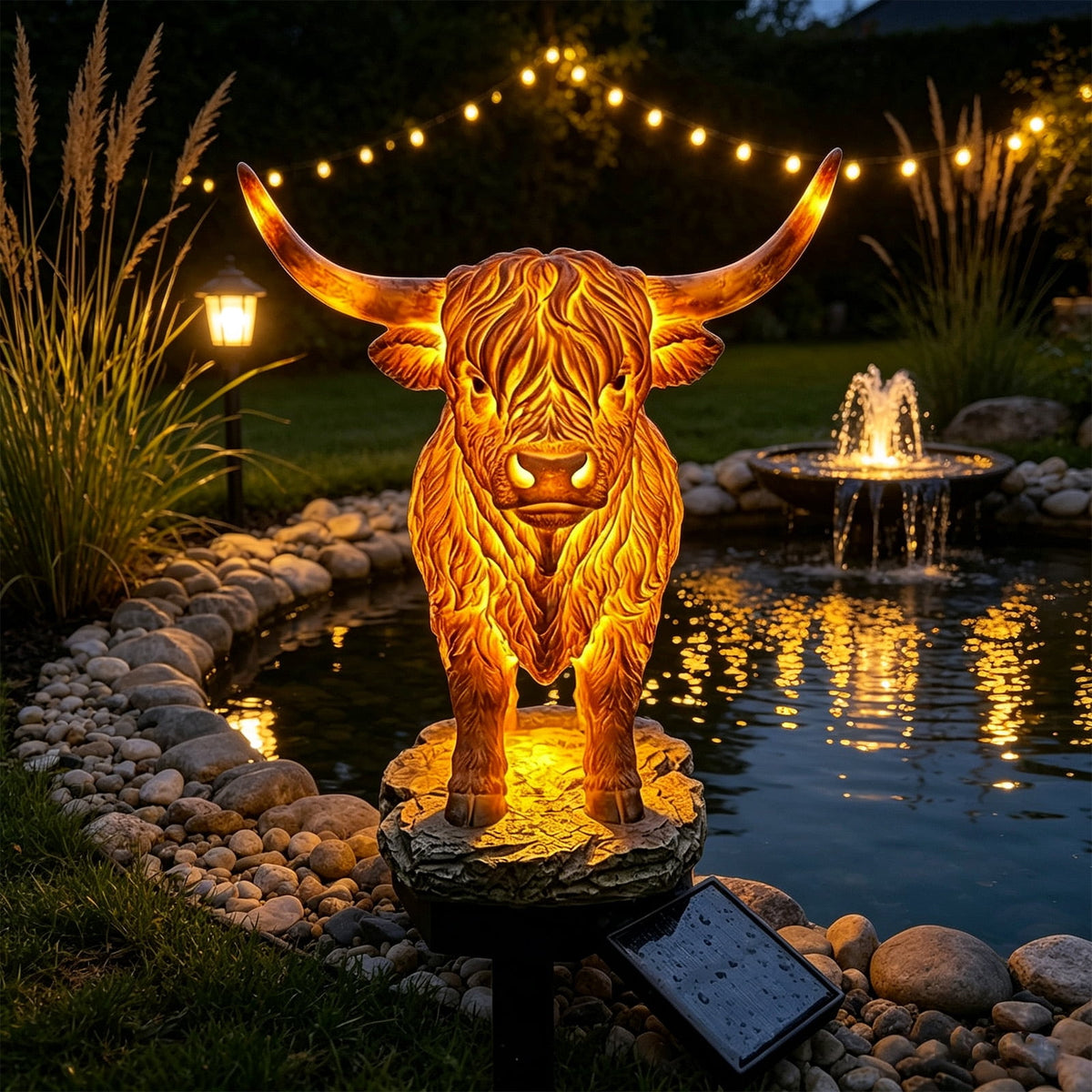 Clearance! Highland Cow Solar Garden Light, 18in Garden Statue with LED Glow, Waterproof Outdoor Yard Decor Stake, Resin Lawn Pathway Light for Backyard Patio Porch Halloween Gift