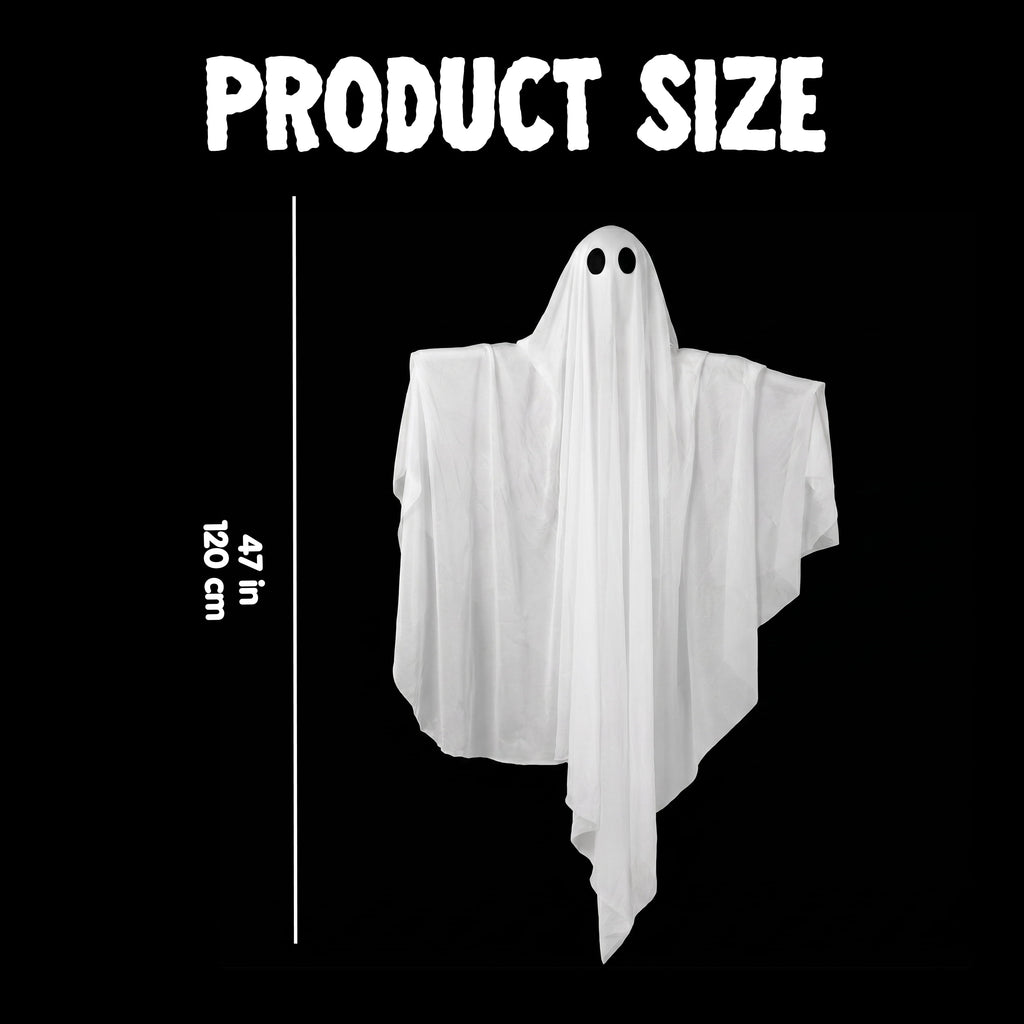 Joyfy 47inch Halloween Decorations Outdoor Hanging Ghost,Light up White Ghosts with Spooky Warm White LED Light,Halloween Outdoor Yard Porch Decorations,Haunted House Decorations