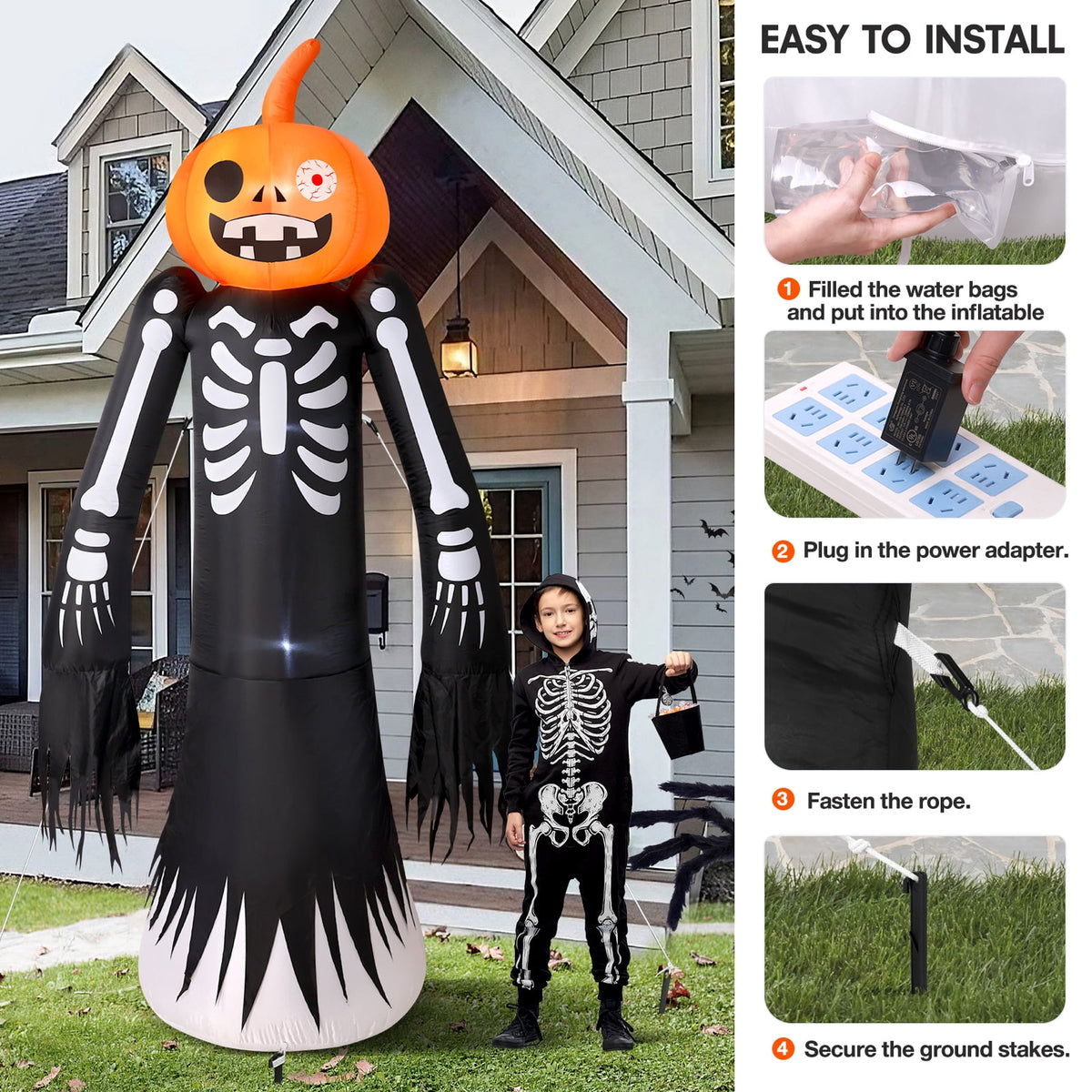 Ayieyill 10FT Halloween Inflatables Blow up LED Giant Red Ghost for Outdoor Halloween Yard Inflatables Garden Yard Lawn