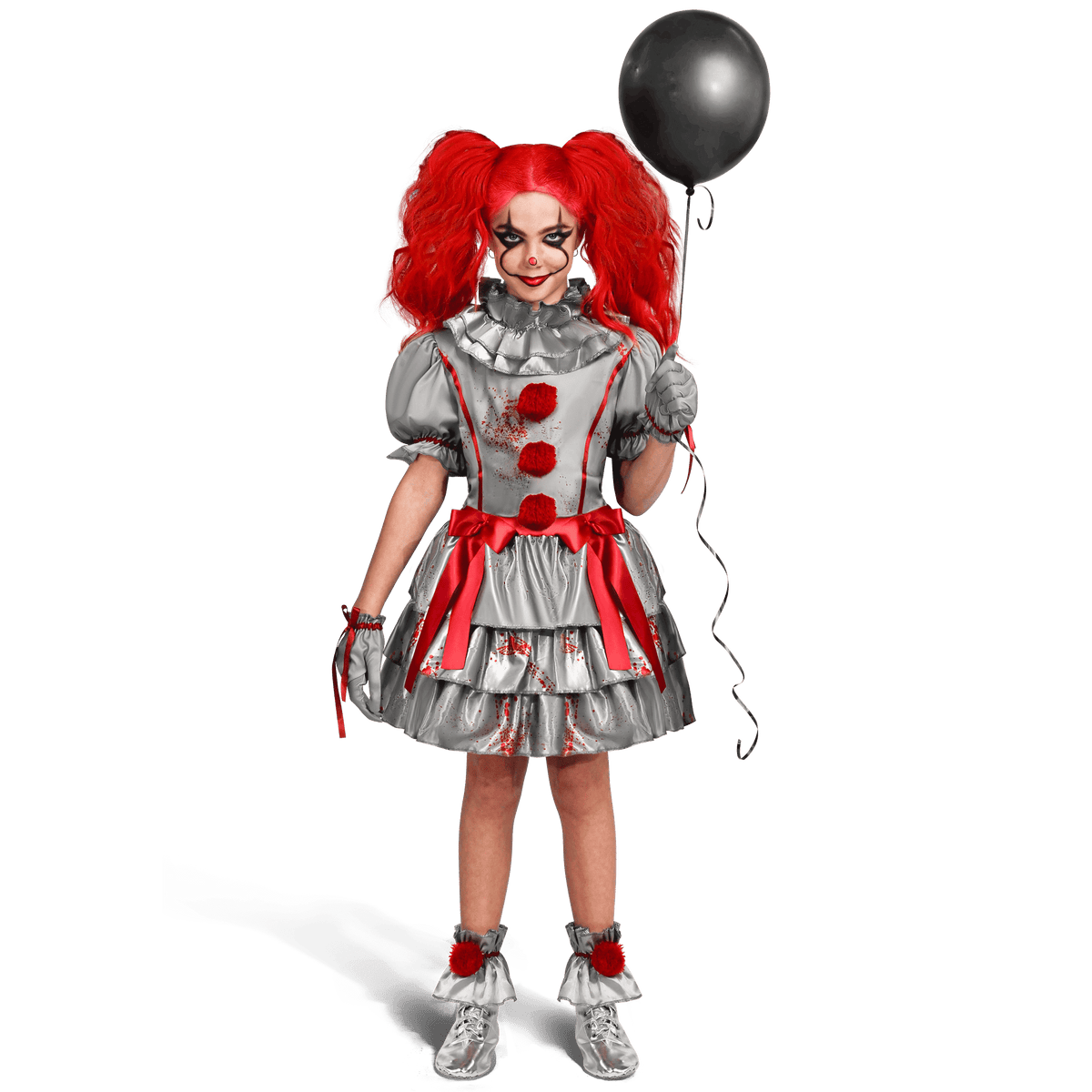 Joyfy Girls Clown Costume, Evil Clown Dress, Halloween Scary Jester Costume for Girls Halloween Dress Up, Fancy Dress Cosplay Party