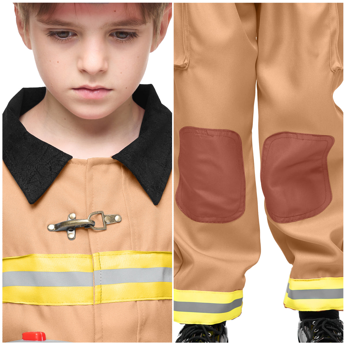 Joyfy Halloween Kids Fireman Costume, Firefighter Costume for Boys Toddler Halloween Party Dress Up 3-7 Years