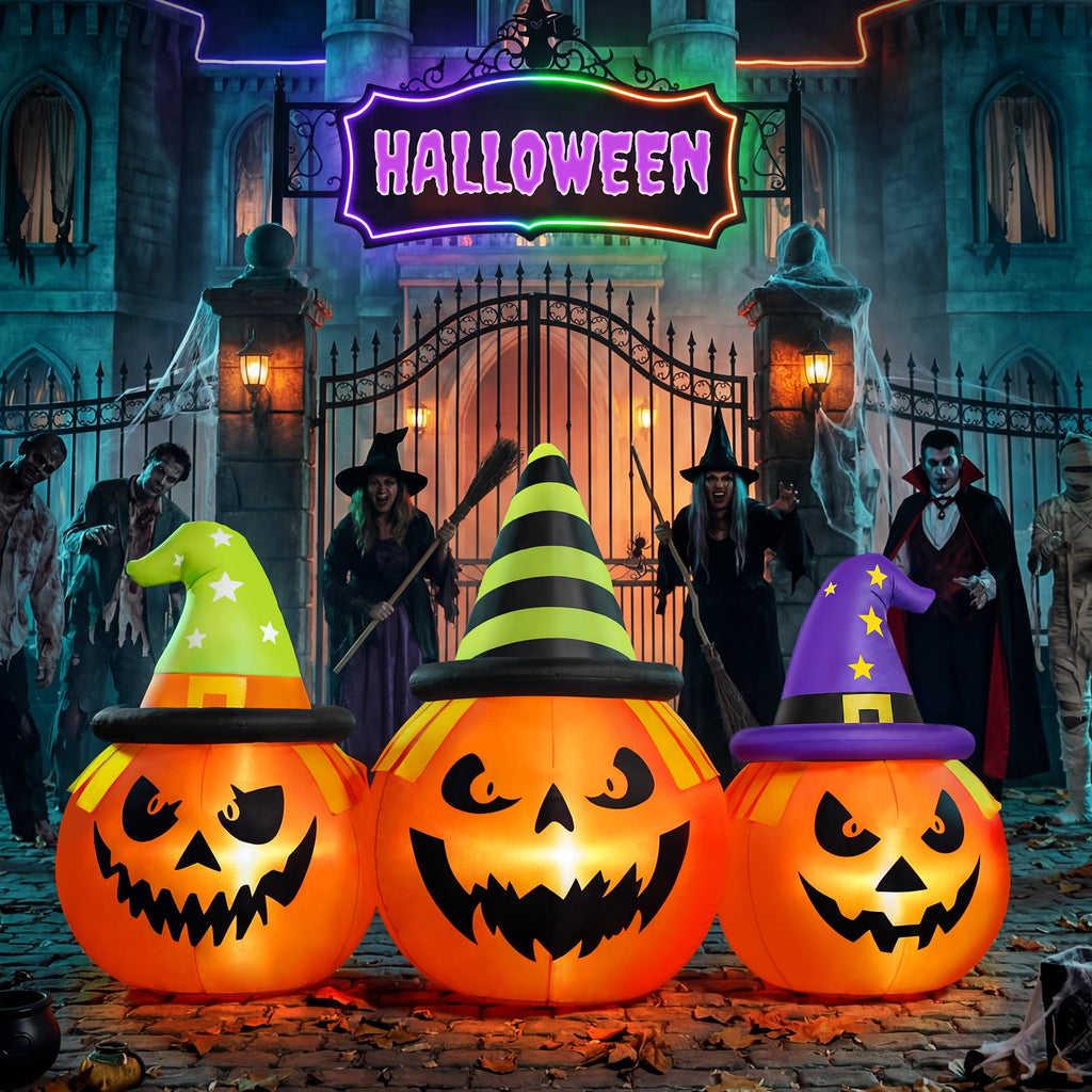 Firstness 6FT Halloween Inflatable Pumpkins Decorations with LED Lights, Halloween Blow Ups Decoration for Home Party