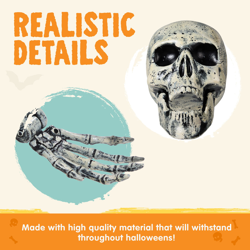 Joyfy 3 Pack Halloween Light up Skeleton Decorations Outdoor,Halloween Graveyard Spooky Skull Stakes Pathway Lights for Halloween Props Yard Decor